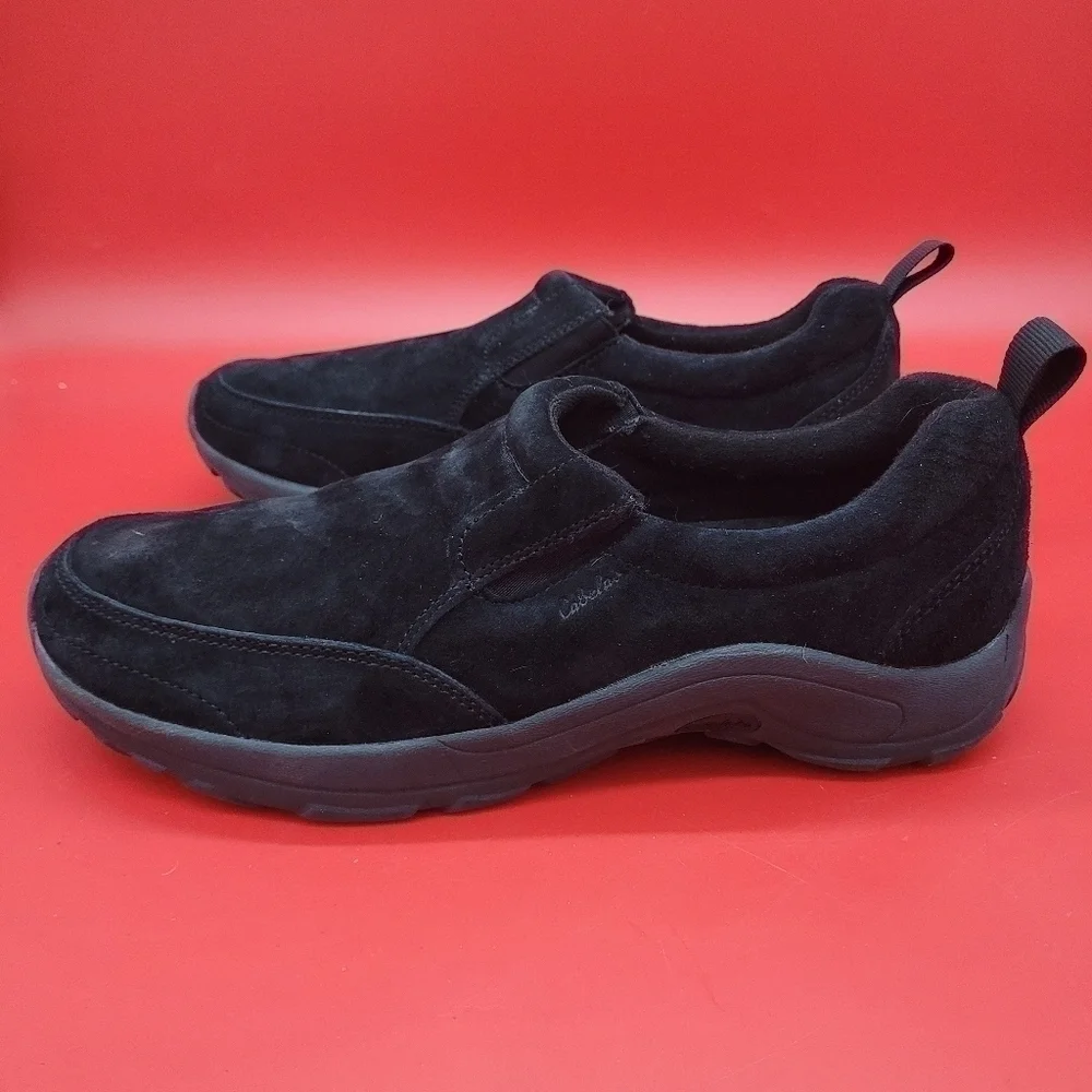 Cabela's Shoes Mens 10.5 M Suede Leather Slip On Moccasins Black